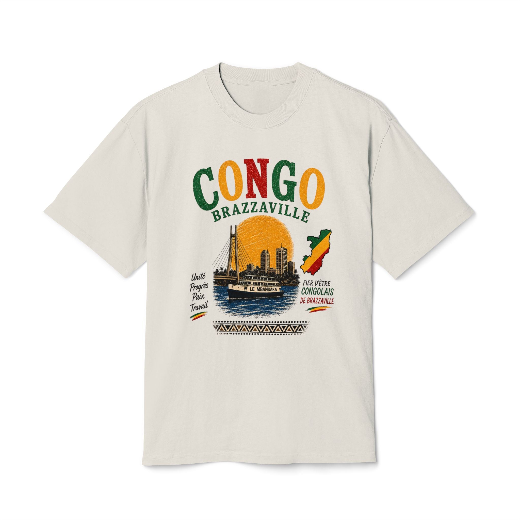 Congo Brazzaville Vintage Travel T-Shirt – Retro Sunset Riverboat Design