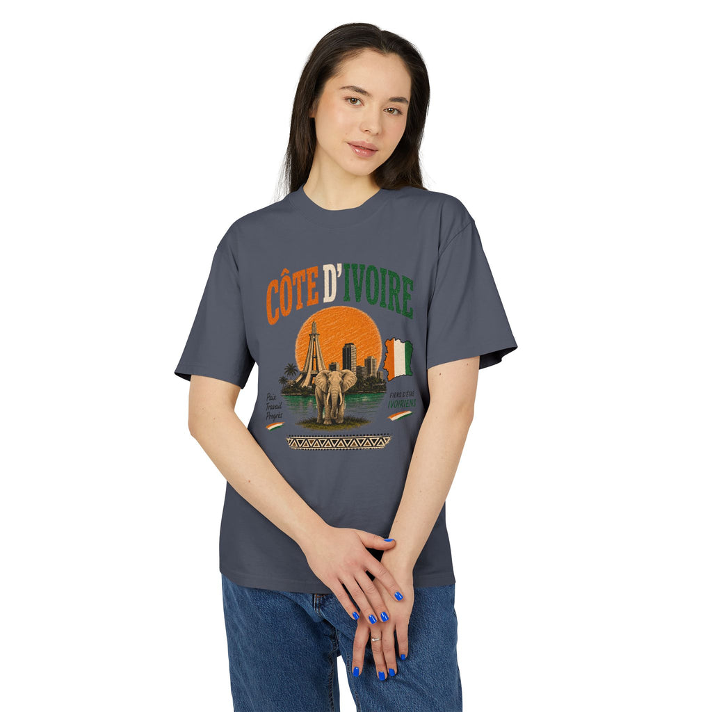 Côte d’Ivoire Vintage Travel T‑Shirt — Ivory Coast Sunset Graphic Tee