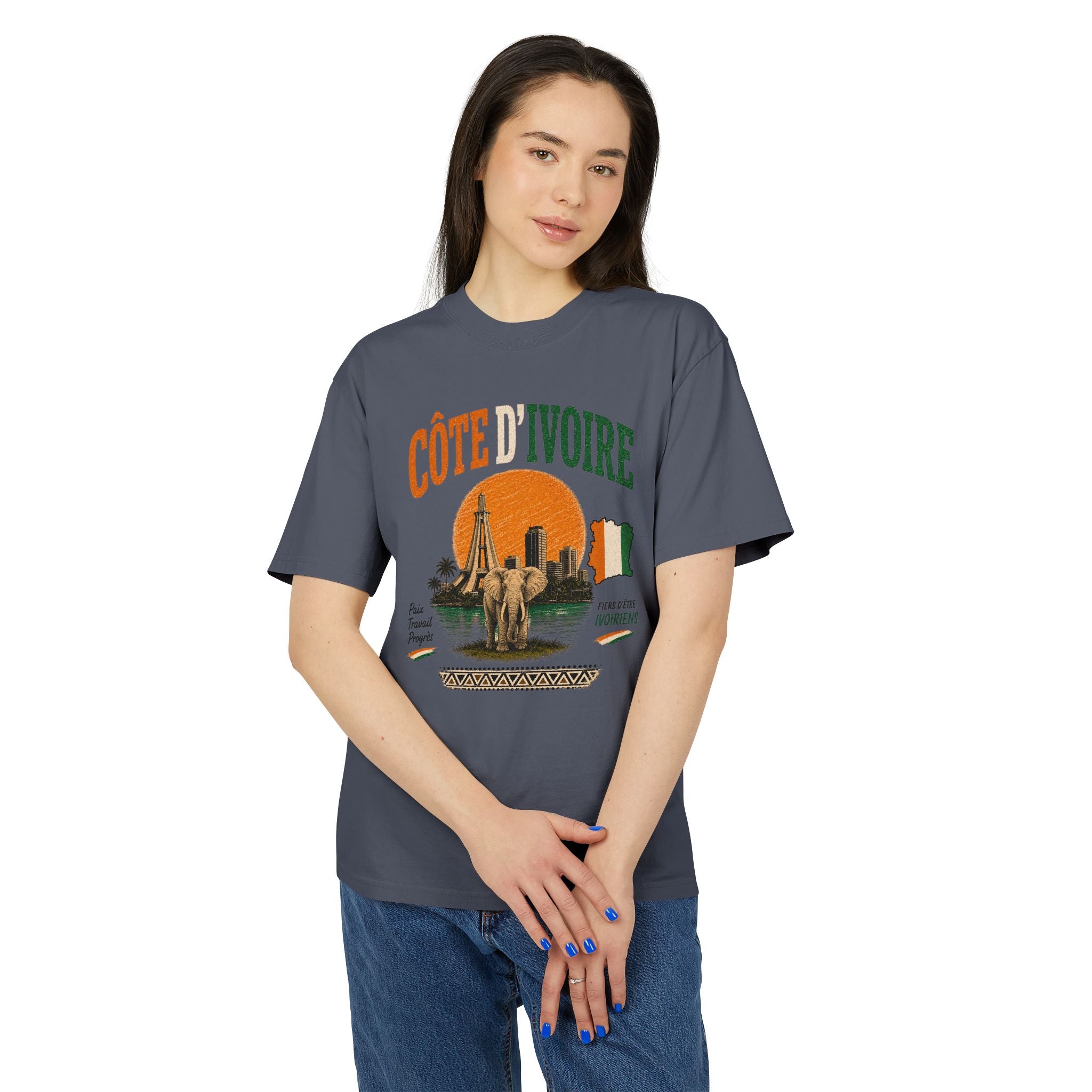 Côte d’Ivoire Vintage Travel T‑Shirt — Ivory Coast Sunset Graphic Tee
