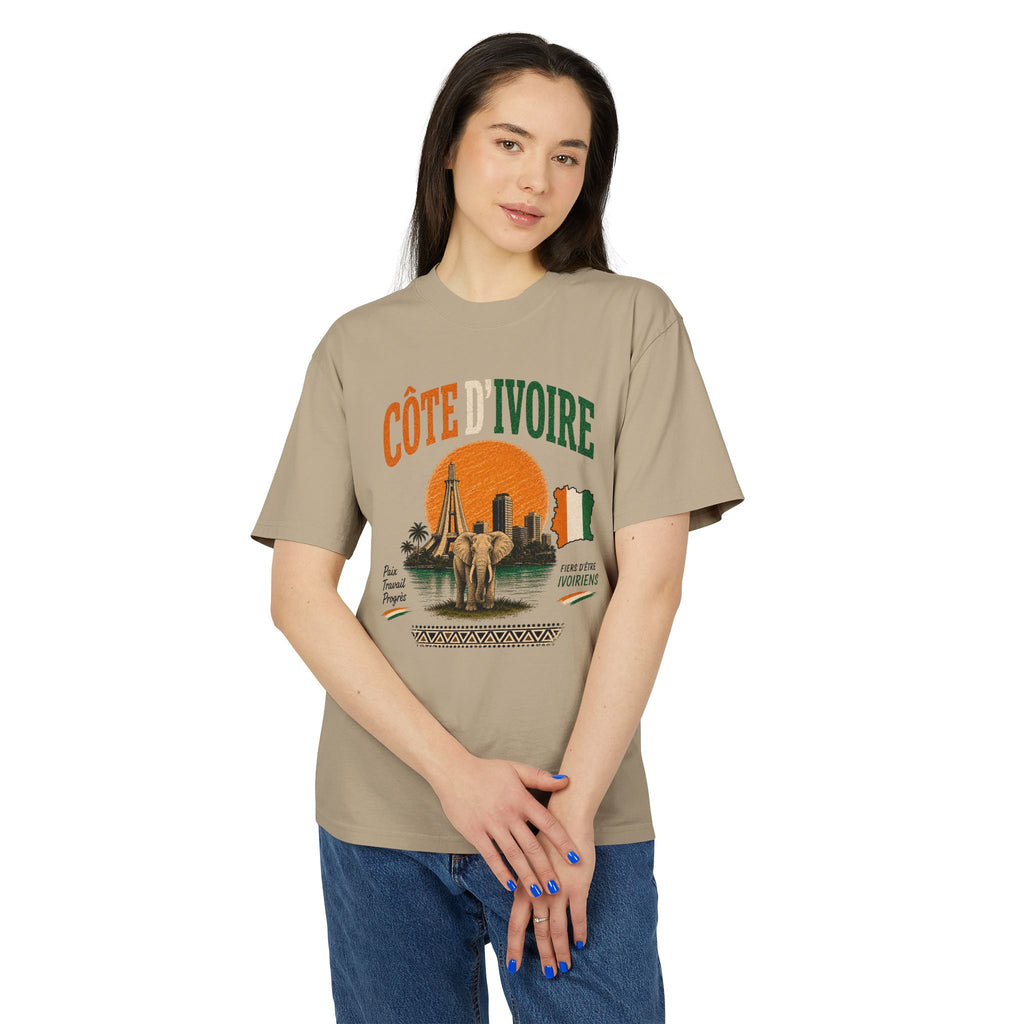 Côte d’Ivoire Vintage Travel T‑Shirt — Ivory Coast Sunset Graphic Tee