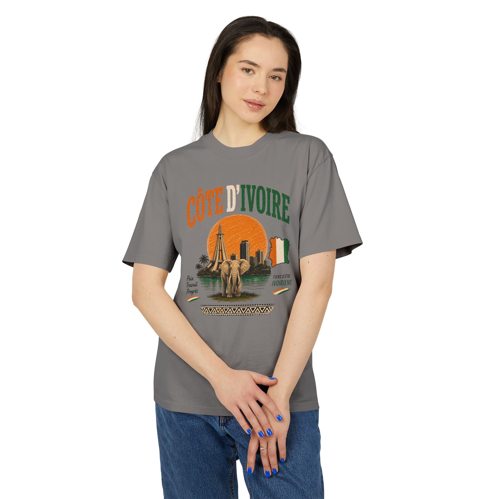 Côte d’Ivoire Vintage Travel T‑Shirt — Ivory Coast Sunset Graphic Tee