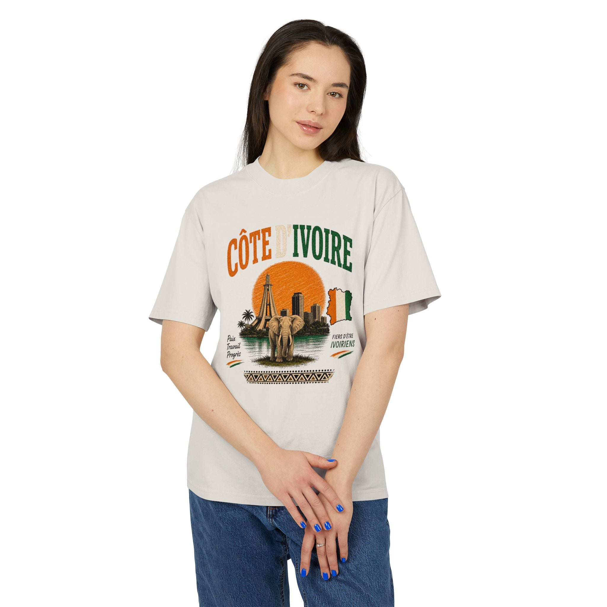 Côte d’Ivoire Vintage Travel T‑Shirt — Ivory Coast Sunset Graphic Tee