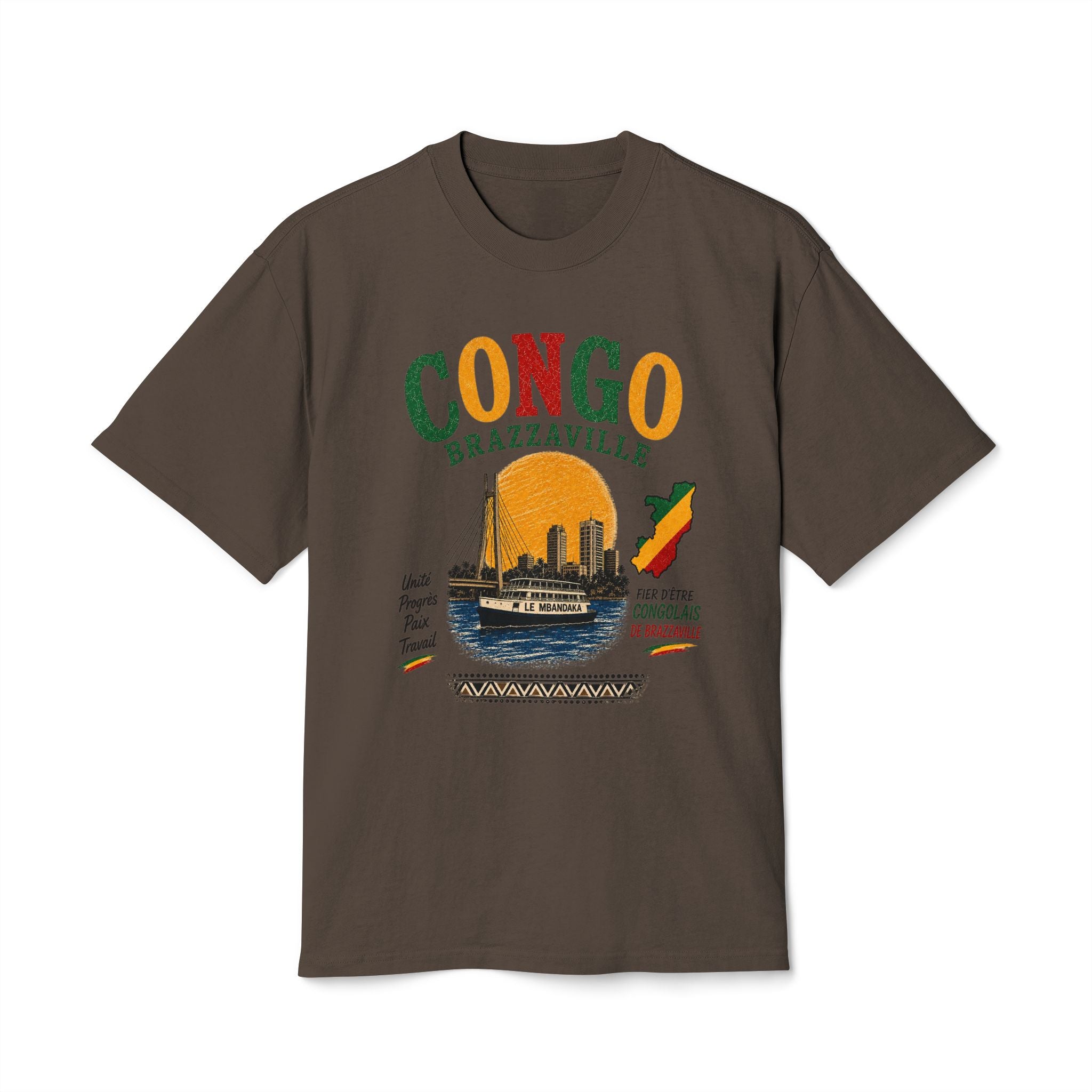 Congo Brazzaville Vintage Travel T-Shirt – Retro Sunset Riverboat Design