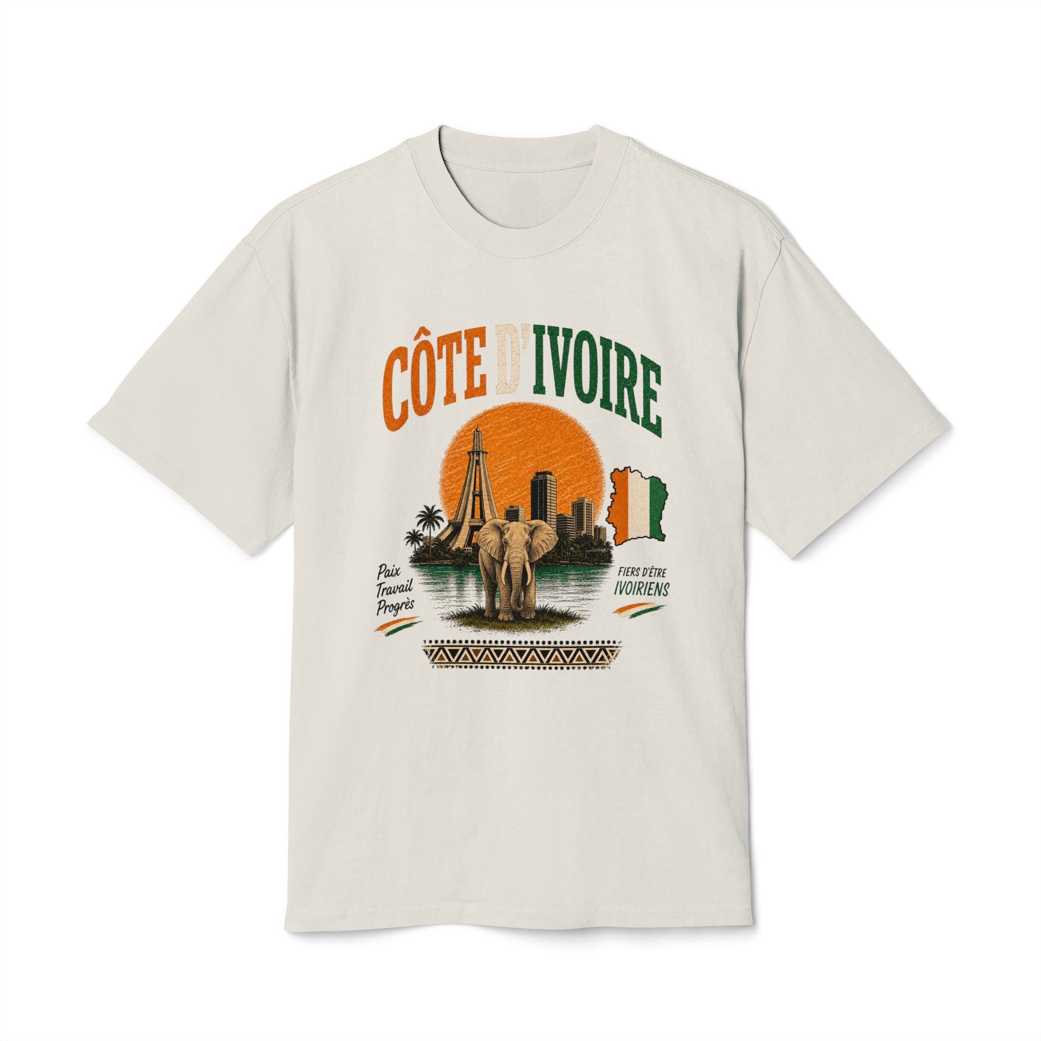 Côte d’Ivoire Vintage Travel T‑Shirt — Ivory Coast Sunset Graphic Tee