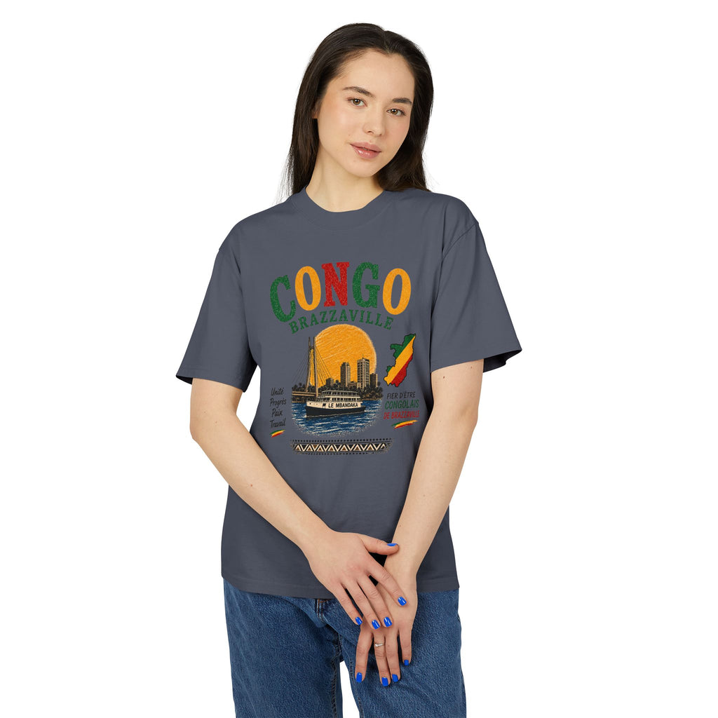 Congo Brazzaville Vintage Travel T-Shirt – Retro Sunset Riverboat Design