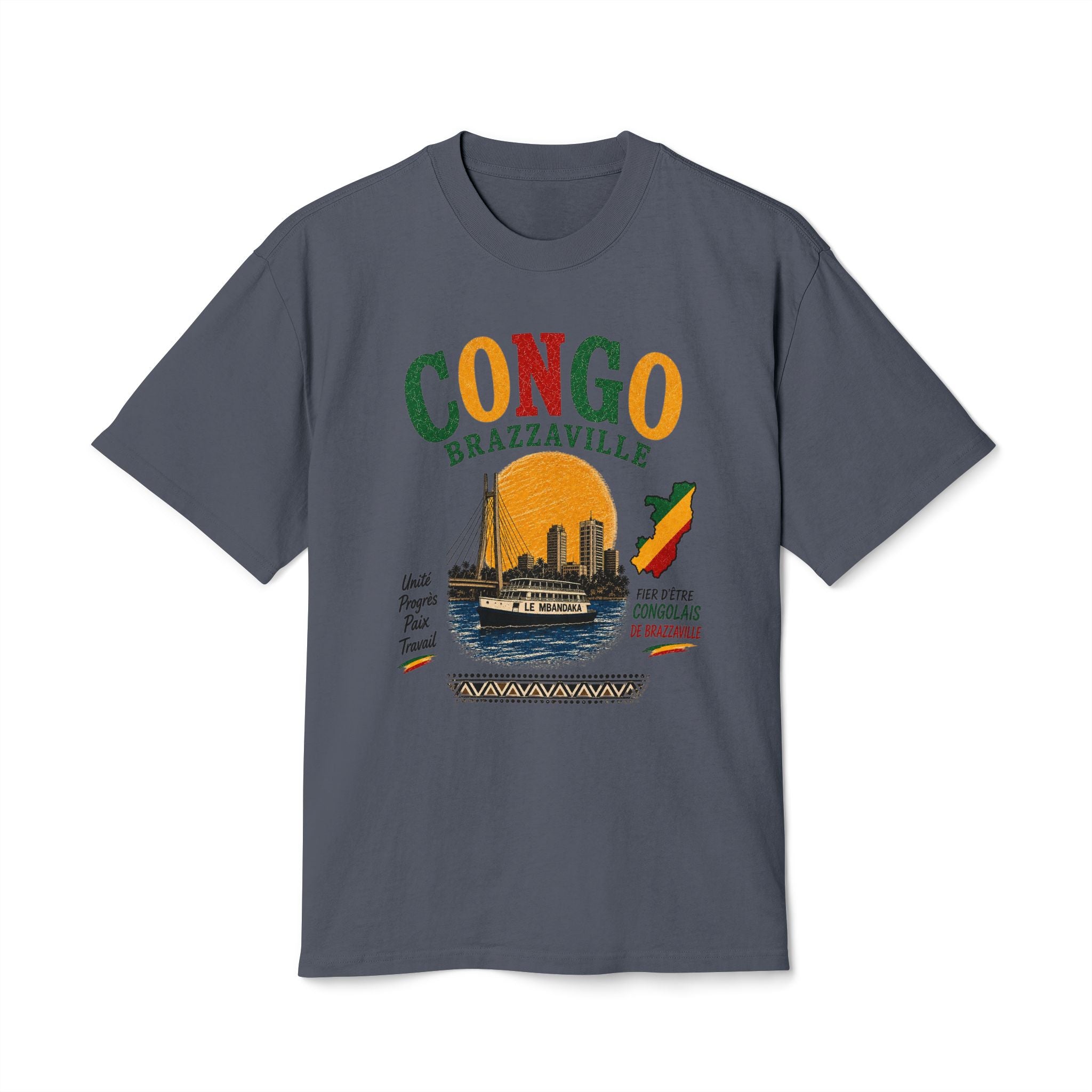 Congo Brazzaville Vintage Travel T-Shirt – Retro Sunset Riverboat Design